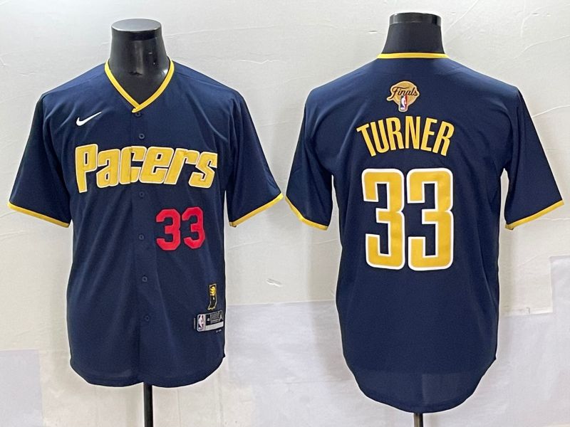 Men 2025 Indiana Pacers #33 Turner Blue Joint Name NBA Jersey style 24